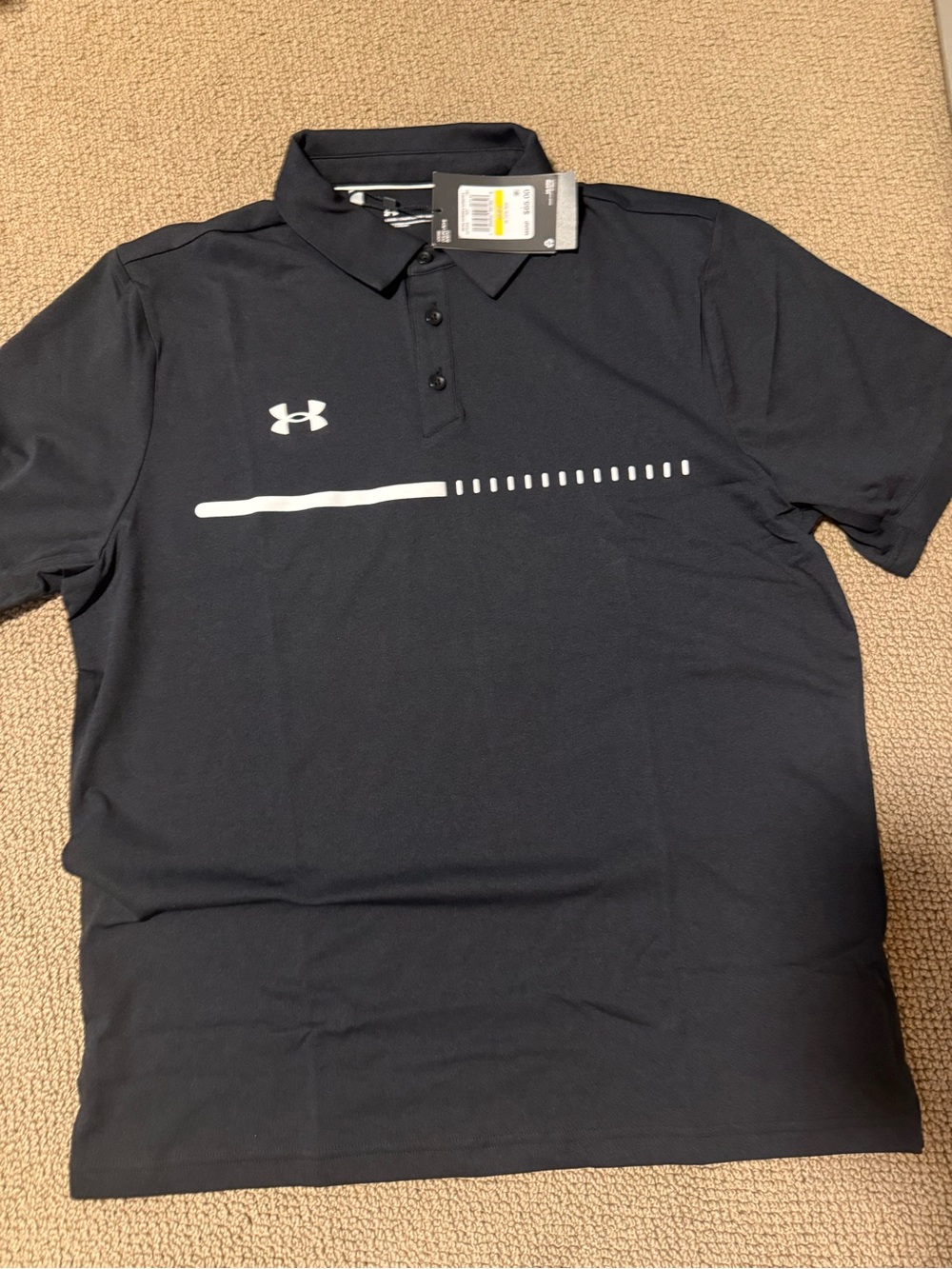 Under Armour Men’s Black Polo with White Chest Graphic